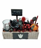 Aranjament floral mediu de Halloween cu flori uscate, trandafir din sapun si dovleac (Multicolor), Eventissimi&reg;