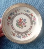Farfurie portelan Spode cu margine argint 925