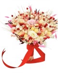 Buchet mediu personalizabil cu trandafiri si flori uscate (Alb, Roz, Rosu), Eventissimi&reg;