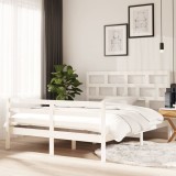 VidaXL Cadru de pat King Size, alb, 150x200 cm, lemn masiv