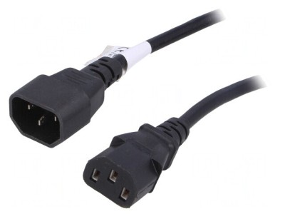 Cablu Prelungitor IEC C13 la C14 5m Negru 10A foto