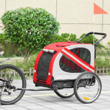 Cumpara ieftin Remorca de bicicleta pentru caini PawHut 2-in-1 Carucior animal de companie Carucior bicicleta Atas de calatorie cu cadru de otel cu reflectoare unive