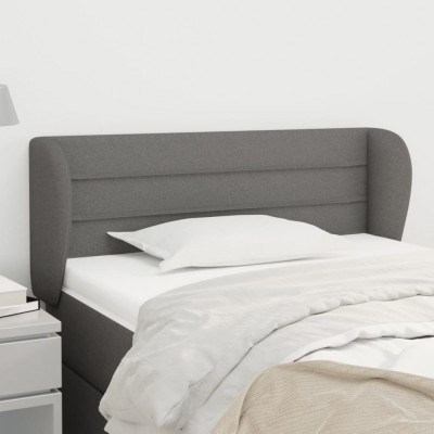 vidaXL Tăblie de pat cu aripioare gri &amp;icirc;nchis 103x23x78/88 cm textil foto