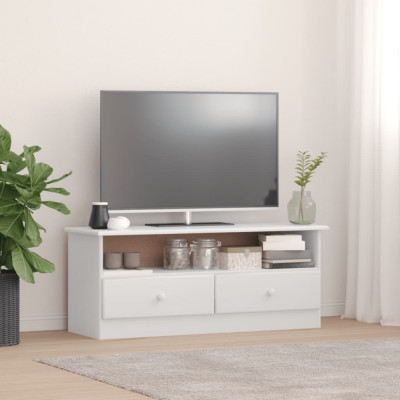 Gossi dulap tv cu sertare &amp;bdquo;alta&amp;rdquo; alb, 100x35x41 cm, lemn masiv de pin foto