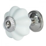 Buton mobila din fier si ceramica albastru deschis mat &Oslash; 4 cm