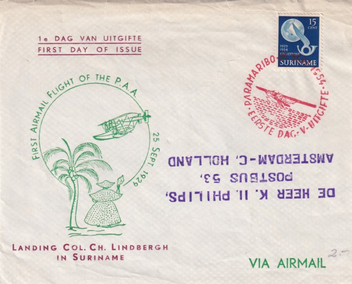 FILATELIE TEMATICA - PLIC SURINAM TEMATICA AVION AVIOANE AVIATIE AIRMAIL