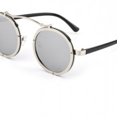 Ochelari De Soare Unisex Retro / Steampunk Style Cu Lentile Rotunde - Model 2