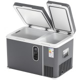 Outsunny Frigider portabil electric cu compresor 35L, zonă dublă, control prin app, lumină LED, ecran, pentru mașină și camping, negru | Aosom Romania