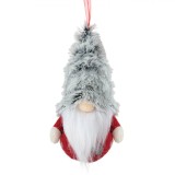 Ornament Brad Crăciun, Figurina Gnome, Căciulă Gri, Corp Roșu, 9x15cm, Oem