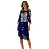 Rochie dama bleumarin/bej , marimea 3XL