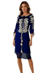 Rochie dama bleumarin/bej , marimea 2XL