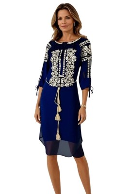 Rochie dama bleumarin/bej , marimea L foto