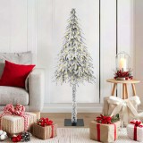 vidaXL Brad de Crăciun cu lumini cu bandă LED Alb 120 cm PE