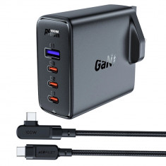 GaN UK 100WPD încărcător rapid 3x USB C 1x USB - negru
