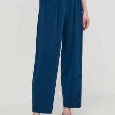 Max Mara Leisure pantaloni femei, culoarea bleumarin, fason chinos, high waist 2416780000000