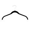 Umeras din plastic invelit in catifea, antialunecare, negru, 42x22x0.5cm, 15 buc/set