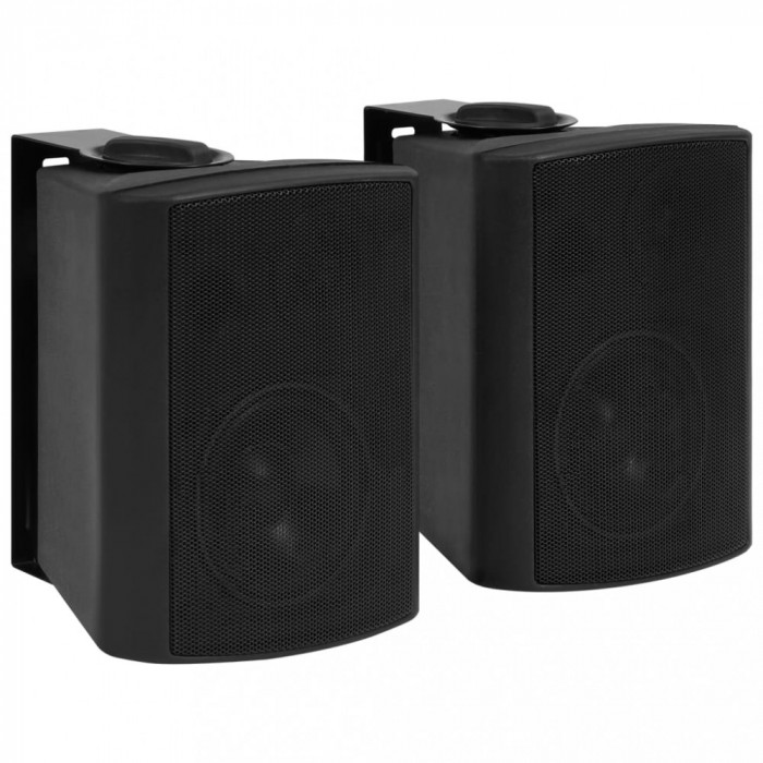 Boxe stereo de perete, interior/exterior, 2 buc. negru, 80 W