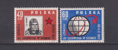 POLONIA 1961 GAGARIN MI: 1226-1227 MNH foto