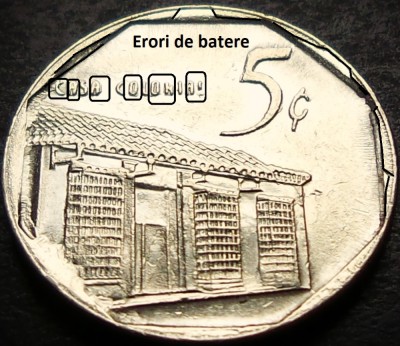Moneda exotica 5 CENTAVOS - CUBA, anul 2002 *cod 4158 = MULTIPLE ERORI BATERE foto