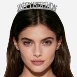 Tiara de Petrecere Happy Birthday cu Stras, Argintie, CMCLASS