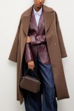 Answear Lab palton de lana culoarea maro, de tranzitie, oversize
