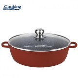 Cumpara ieftin Cratita din aluminiu Heinner Calabria, 11 l, 40 x 9.8 cm, capac, interior marmorat