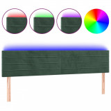 Tăblie de pat cu LED, verde &icirc;nchis, 160x5x78/88 cm, catifea