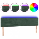 Cumpara ieftin Tablie de pat cu LED, verde inchis, 200x5x78/88 cm, catifea
