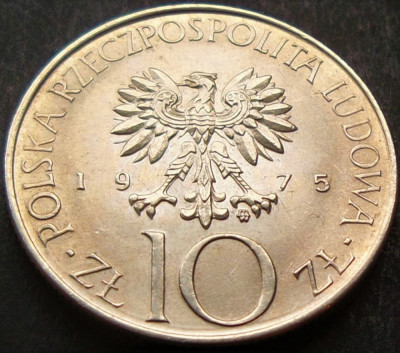 Moneda 10 ZLOTI - POLONIA, anul 1975 *cod 4967 A - Adam Mickiewicz = A.UNC foto