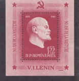 M1 TX3 6 - 1960 - 90 de ani de la nasterea lui VI Lenin - colita dantelata, Istorie, Nestampilat