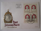 Plic filatelic cu medalie argint 999,9 vizita Papa Ioan Paul II &icirc;n Austria 1983, Europa, Religie