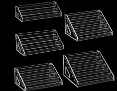 Stand de expunere multifuncțional cu 3 rafturi, mobil, roz