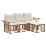 vidaXL Set de canapele de exterior 4 pcs Alb Natural și Crem Poliester 3437676
