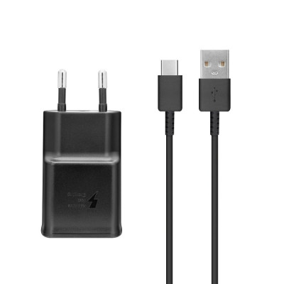 Incarcator Original SAMSUNG Fast Charge 2A + Cablu Tip C (Negru) EP-TA200EBE + EP-DG970BBE foto