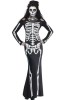 Costum Halloween Schelet Anatomic Rochie Lunga Negru Alb M, Rochie Schelet Halloween Adult, Costum Carnaval Model Schelet