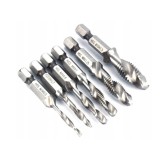 Set 6 burghie combinate pentru gaurire si filetare in metal, M3-M10, prindere hexagonală 1/4", prelungitor inclus, Verke