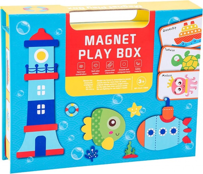 Cutie cu puzzle Magnetic Play Box Ocean, 72 piese, Albastru