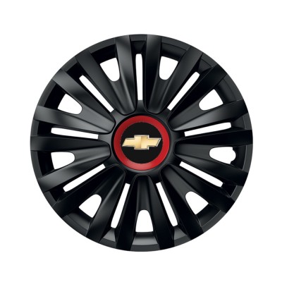 Set 4 capace roti Negre Cu Inel Rosu Royal R15 pentru gama auto Chevrolet foto