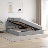 Cumpara ieftin Pat cu LED si saltea Gri deschis 180 x 200 cm Tesatura