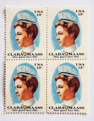 4 timbre Statele Unite bloc de 4 val. MNH 1976 CLARA MAASS _ Scott 1699 foto