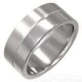 Inel din oțel inoxidabil - cu o linie gravată - Marime inel: 67