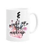 Cana alba personalizata &quot;Wake up &amp; makeup&quot;, INOVATIX&reg;. 330ml