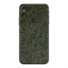 Set Folii Skin Acoperire 360 Compatibile cu Apple iPhone XS Max (SET 2) - ApcGsm Wraps Camo Shadow Green