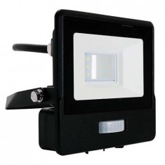 Reflector led smd 10w 6400k ip65 cu senzor miscare - negru