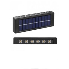 Lampa solara de perete, cu iluminare bidirectionala, cu sistem de prindere prin agatare, cu 12 LED-uri, din ABS, rezistenta la apa, negru