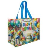Sacosa reutilizabila din PP, Multicolora, Happy Birthday, 31.5x17x25cm, CMCLASS