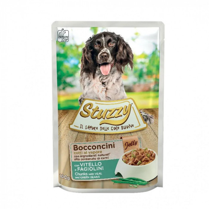 Stuzzy Dog - carne de vită și fasole verde &icirc;n gelatină, 100 g