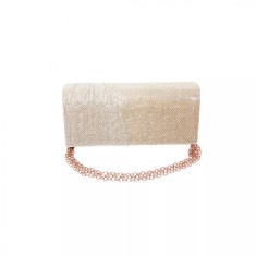 Geanta plic seara pentru ocazii si petreceri, bej, sclipici, mic, 20 x 10 cm, Magrot 24004