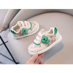 Adidasi crem pentru baietei - Green Teddy (Marime Disponibila: Marimea 22)
