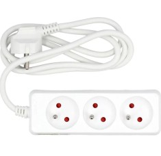 VOREL Prelungitor electric cu impamantare, 3 prize, 1.5 m, Alb, Plastic